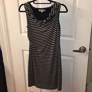 LOFT navy /beige striped dress